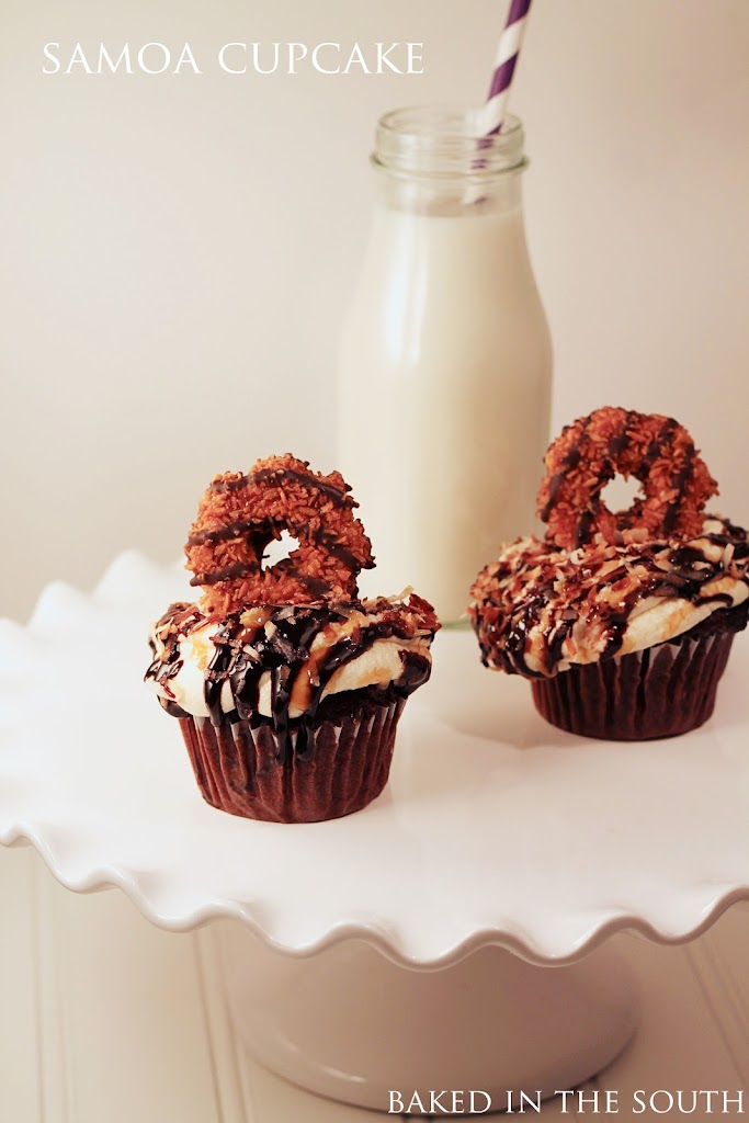 Devil’s Food Samoa Cupcake with a Caramel Buttercream